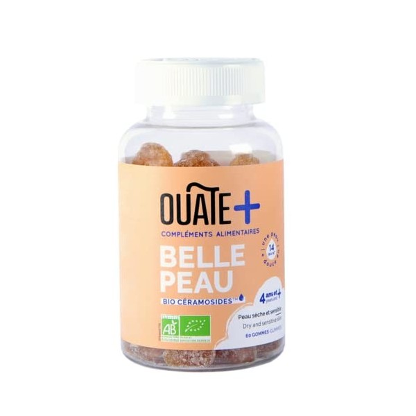 OUATE - Gummies Belle Peau - Compléments Alimentaires pour Enfant - Peau Sensible et sèche - 4 à 11 ans - 60 Gommes 1 mois 