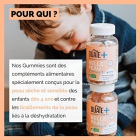 OUATE - Gummies Belle Peau - Compléments Alimentaires pour Enfant - Peau Sensible et sèche - 4 à 11 ans - 60 Gommes 1 mois 