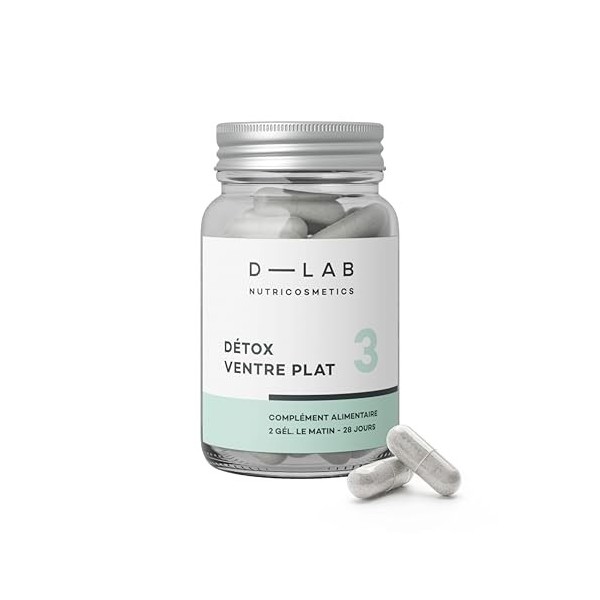 D‑LAB Détox Ventre Plat | Complément Minceur 28 Jours | Probiotiques et L Gasseri | Argile et Charbon Actif | Detox Minceur R