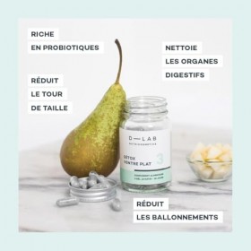 D‑LAB Détox Ventre Plat | Complément Minceur 28 Jours | Probiotiques et L Gasseri | Argile et Charbon Actif | Detox Minceur R