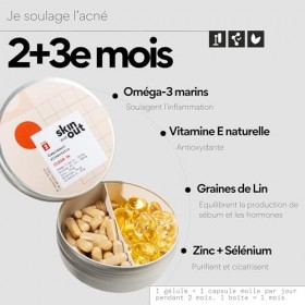 Skin & Out - Complément Alimentaire Stop-Boutons - Soulage linflammation de la peau - Cure 1 mois - Acné hormonale - Régulat