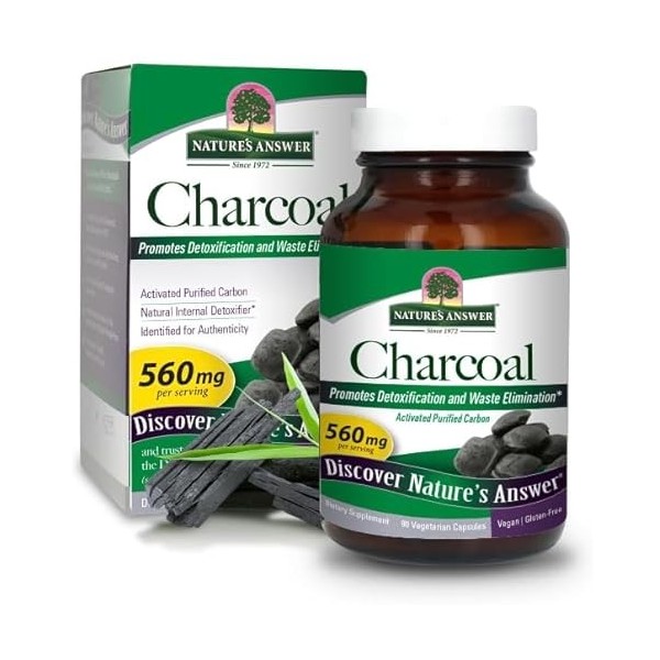 Natura Answers, Charbon sans gluten, 90 gélules végétariennes
