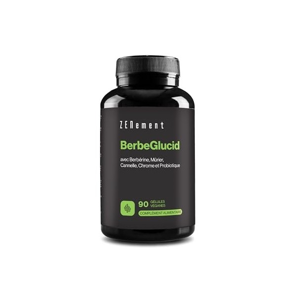 BerbeGlucid - Pour Glucose et Glucides - Berbérine, Mûrier, Cannelle, Chrome et Probiotique - 90 Gélules Véganes, Sans Additi