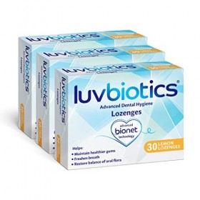 Luv Biotics Pastilles au citron sans sucre avec probiotiques oraux, xylitol et aloe vera - 3 x 30 pastilles