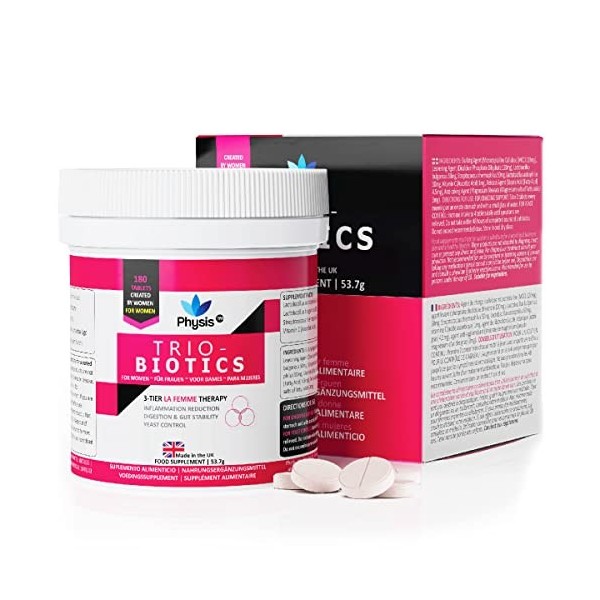 Physis Orale Femme | 180 Cachets | Traitement Muguet, Cystite, UTI &Vaginite Bactérienne | Bactéries Utiles | 3in1 Flore Inte...