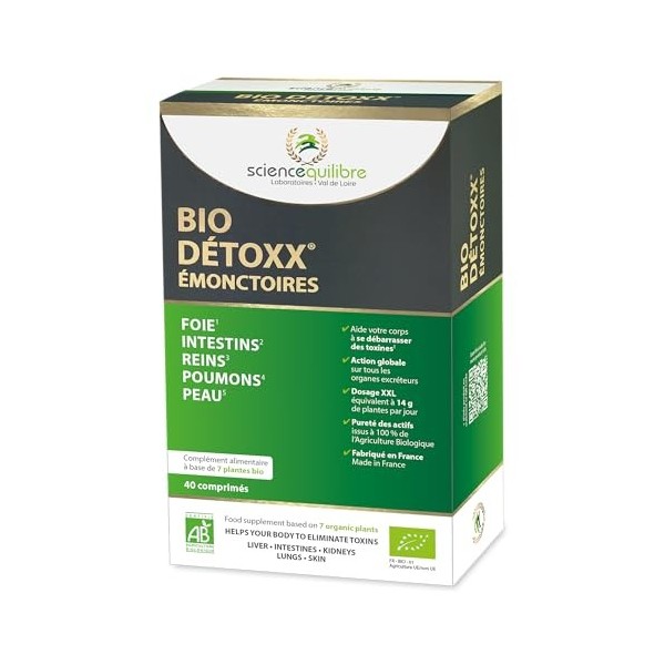 BIO DÉTOXX émonctoires – Détox naturelle complète – 7 plantes bio – Programme 10 jours – 40 comprimés – Fabriqué en France