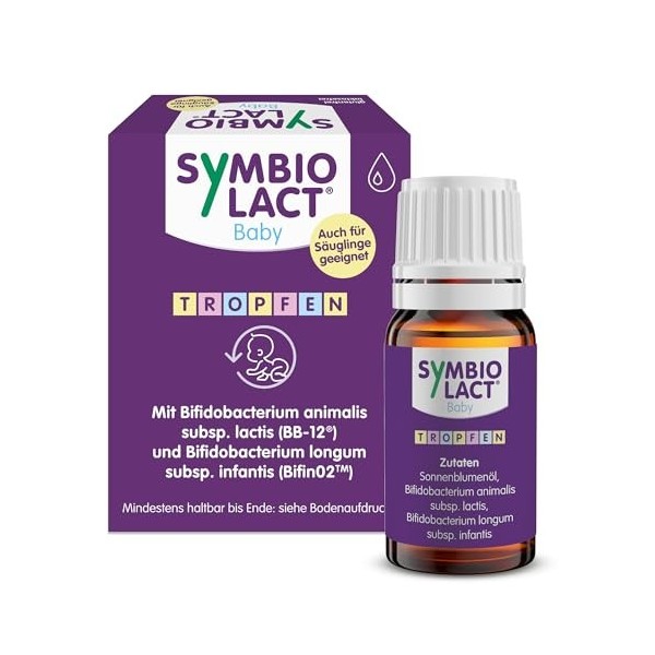 SymbioLact Gouttes pour bébé - Gouttes probiotiques pour bébés et nourrissons pour soutenir la flore intestinale