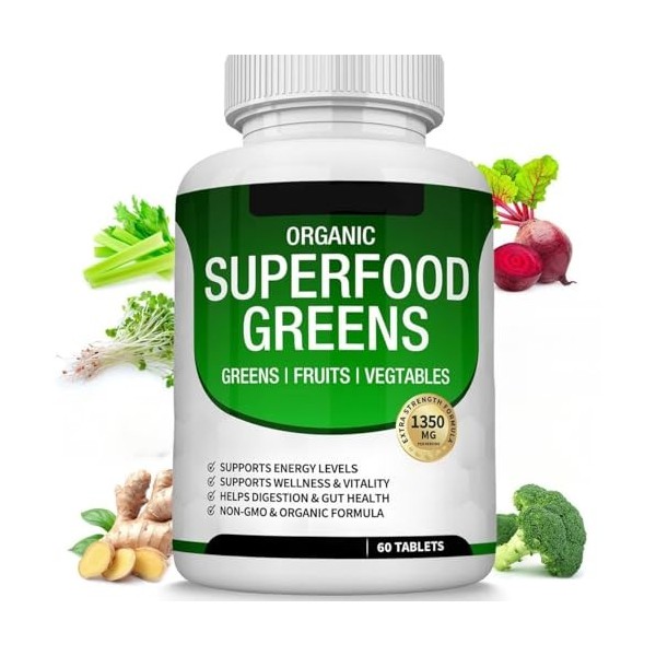 Veggie aux greens biologiques - Ingrédients naturels, soutien énergétique, hommes et femmes, végétalien, non-OGM