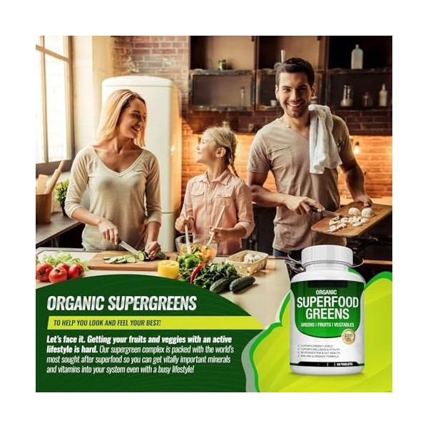 Veggie aux greens biologiques - Ingrédients naturels, soutien énergétique, hommes et femmes, végétalien, non-OGM