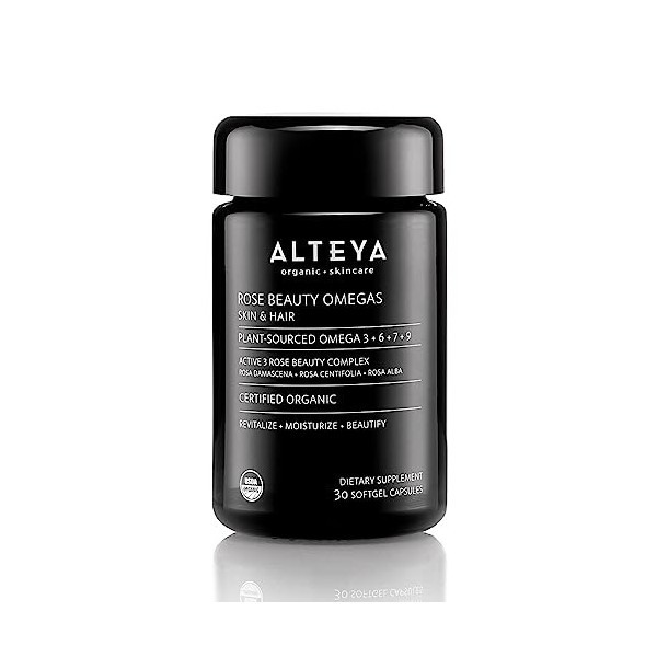 Alteya Organics Beauty Oméga 3,6,7,9 avec Rose Otto – Pour une peau nette, des cheveux denses et des ongles forts – Complémen