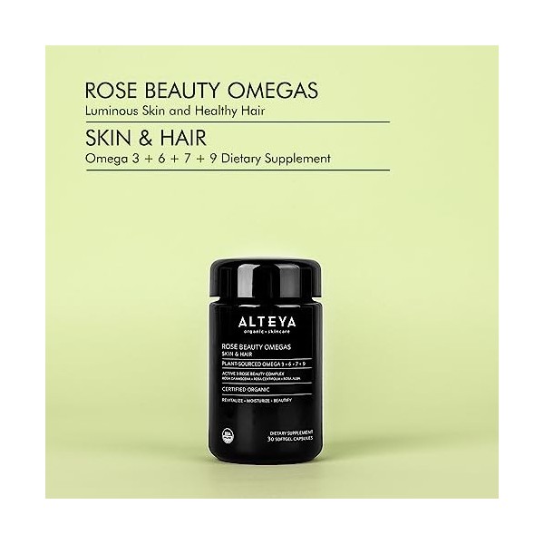 Alteya Organics Beauty Oméga 3,6,7,9 avec Rose Otto – Pour une peau nette, des cheveux denses et des ongles forts – Complémen