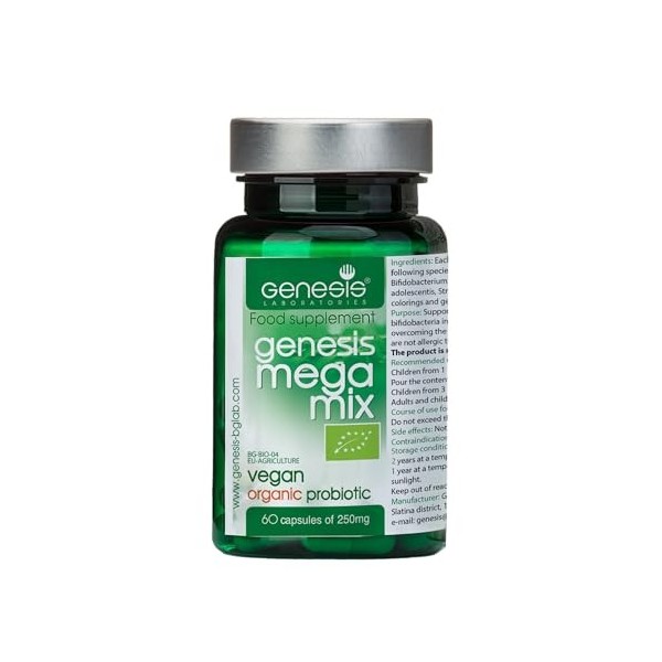 Genesis MegaMix Bio Probiotiques – Complément Alimentaire avec Bifidobacterium et Lactobacillus spp. Soutien Immunitaire, San