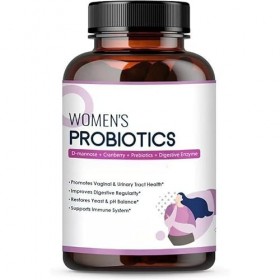 Probiotiques pour femmes – Probiotiques vaginaux de canneberge avec enzymes digestives, prébiotiques et soutien à léquilibre