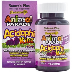 AcidophiKidz Lot de 90 animaux à mâcher pour enfant Baie naturelle Natures Plus
