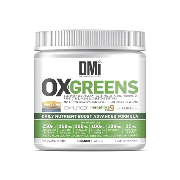 DMI- OXGREENS - 240G - Daily Nutrient Food - Goût : mangue