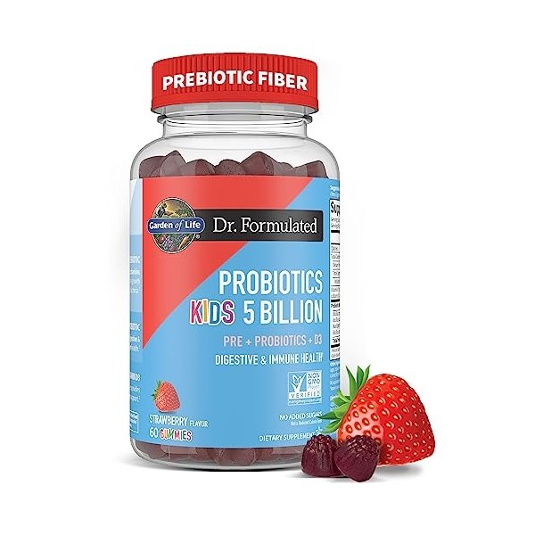 Garden of Life Dr. Formulated Probiotics Kids 5 Billion Gummies, Strawberry - 60 gummies Bactéries et levures