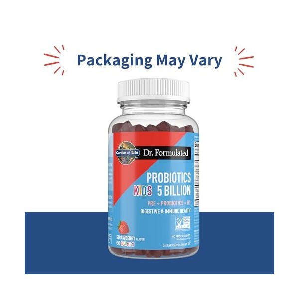 Garden of Life Dr. Formulated Probiotics Kids 5 Billion Gummies, Strawberry - 60 gummies Bactéries et levures