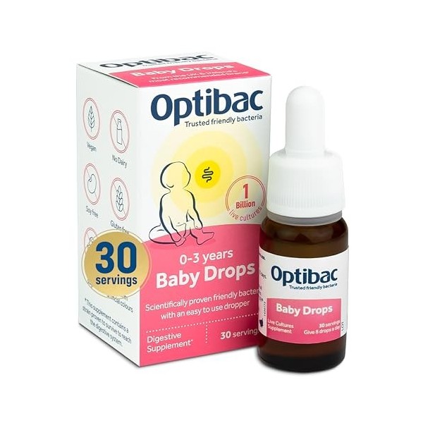 OptiBac Pour Votre Bébé | 1 Milliard Bonnes Bactéries | Complément Alimentaire Naturel | Approvisionnement dun Mois | Goutte