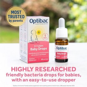 OptiBac Pour Votre Bébé | 1 Milliard Bonnes Bactéries | Complément Alimentaire Naturel | Approvisionnement dun Mois | Goutte