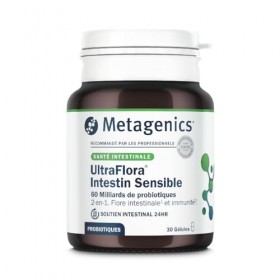 Metagenics UltraFlora Intestin Sensible - 60 milliards de probiotiques - 2-en-1 : Flore intestinale1 et immunité2 - Soutien I