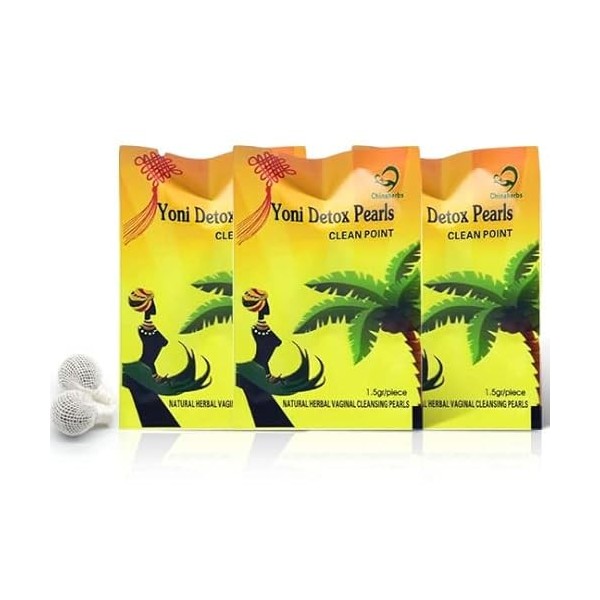 6 Perles de Yoni | Detox Vaginale, Candida, Mycose, Muguet, Vaginose Bactérienne VB, Infection à Levure, Traitement Prénatal 