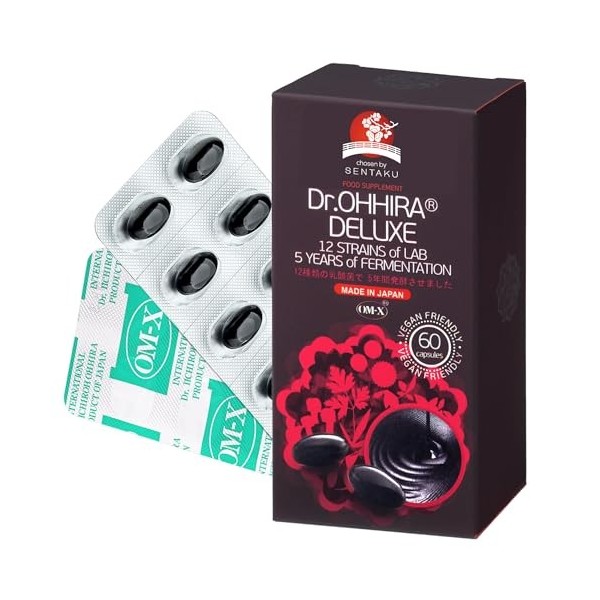 Dr. OHHIRA® DELUXE – 100 Mds CFU – Complément Gut Health – Probiotiques, Prébiotiques, Postbiotiques OM-X® – 5 Ans Fermentati...