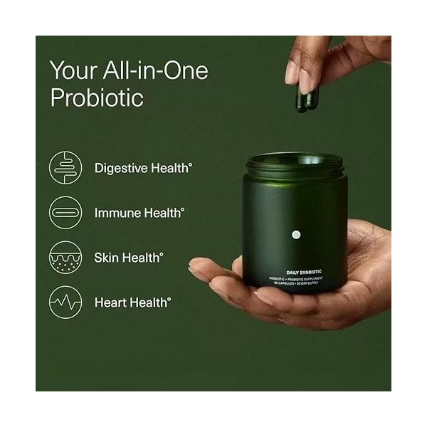 Synbiotique et prébiotique quotidiens pour femmes et hommes, soutiennent le confort et léquilibre intestinaux, limmunité, l