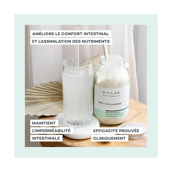 D-LAB Pro-Collagène Digestion | 1 Mois | Soutient et Améliore la Santé Gastro-intestinale, Rééquilibre avec Prébiotiques et P