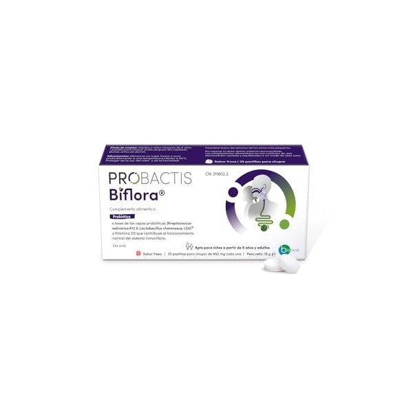 Probiotique Probactis Biflora® - Restaure le microbiote oral et intestinal chez les enfants et les adultes - 20 pastilles à s