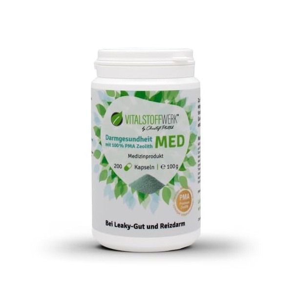 Vitalstoffwerk MED Zeolith Capsules - 200 pièces - Dispositif médical activé par la PMA pour soutenir la santé intestinale -