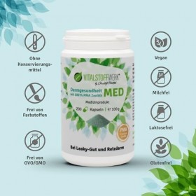 Vitalstoffwerk MED Zeolith Capsules - 200 pièces - Dispositif médical activé par la PMA pour soutenir la santé intestinale - 