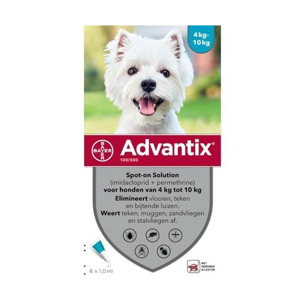 Advantix Spot On 100 Anti Vlo et Teek 4 - 10 kg 6 pipettes