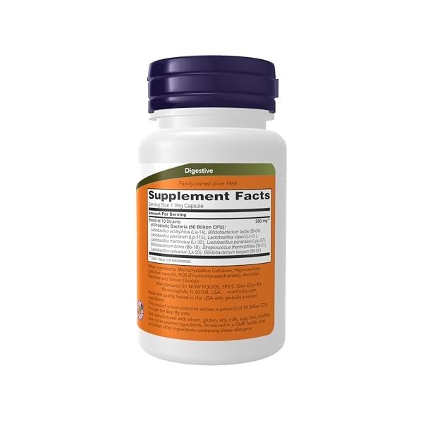 Probiotique-10, 50 milliards, 50 capsules végétales - Now Foods