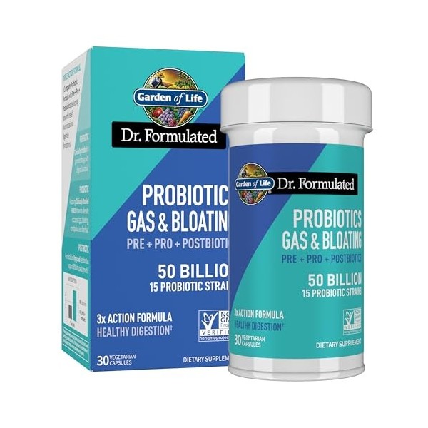 Garden of Life Dr Formulated Once Daily 3 en 1 Prébiotiques, postbiotiques et probiotiques complets pour homme et femme – Com