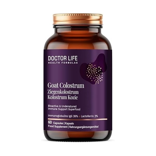 Doctor Life Goat Colostrum Colostrum de chèvre pour le soutien immunitaire Avec 26% dIgG immunoglobulines et 2% de lactoferr