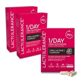 LACTOLERANCE 1/DAY | Précurseur Naturel de Lactase | Pack 3 Mois - 90 Gélules | Améliore la Digestion du Lactose | Protection...