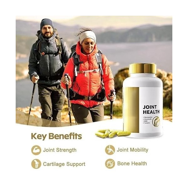 Santé des articulations pour les femmes et les hommes - Glucosamine Chondroïtine Curcuma, Joint Health para Mujer, soutient l