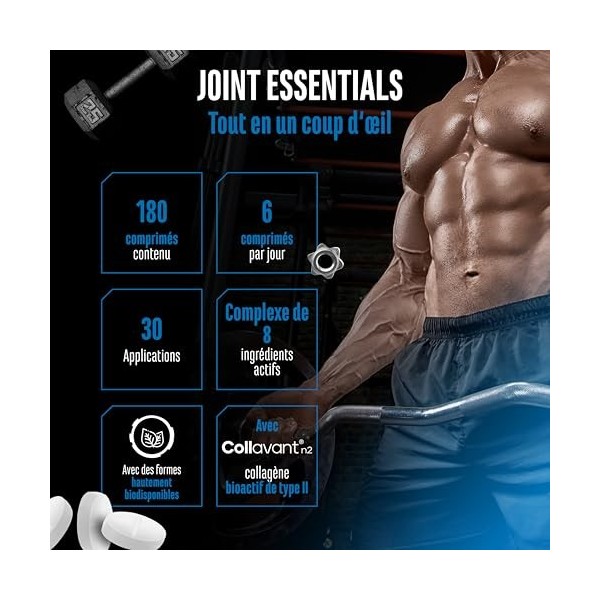 Joint Essentials – Complément alimentaire pour les articulations avec Collavant® N2 collagène de type II – Glucosamine + chon