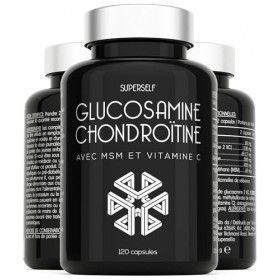 Glucosamine & Chondroïtine – Complexe 1720 mg MSM, Vitamine C, Glucosamine & Chondroïtine – Haute Concentration 120 gélules –