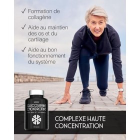 Glucosamine & Chondroïtine – Complexe 1720 mg MSM, Vitamine C, Glucosamine & Chondroïtine – Haute Concentration 120 gélules –