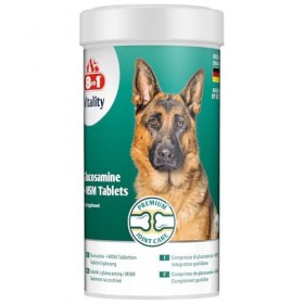 8in1 Comprimés de glucosamine avec MSM – complément Alimentaire pour Chiens Adultes et âgés, 1 boîte 55 comprimés Glucosamine