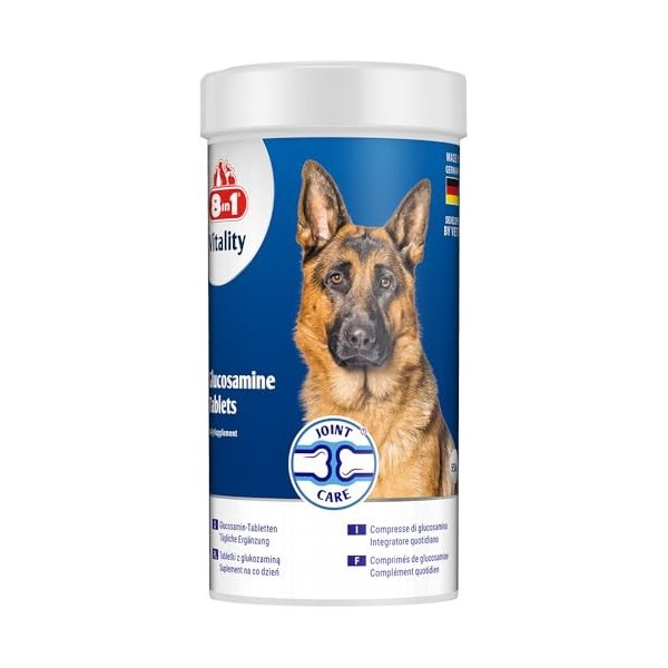 8in1 Comprimés de glucosamine avec MSM – complément Alimentaire pour Chiens Adultes et âgés, 1 boîte 55 comprimés Glucosamine