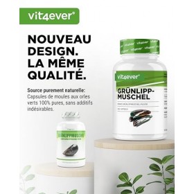 Moules aux orles verts - 365 gélules de 600 mg - Avec glycosaminoglycanes - Extrait hautement dosé - 100% poudre de moules au