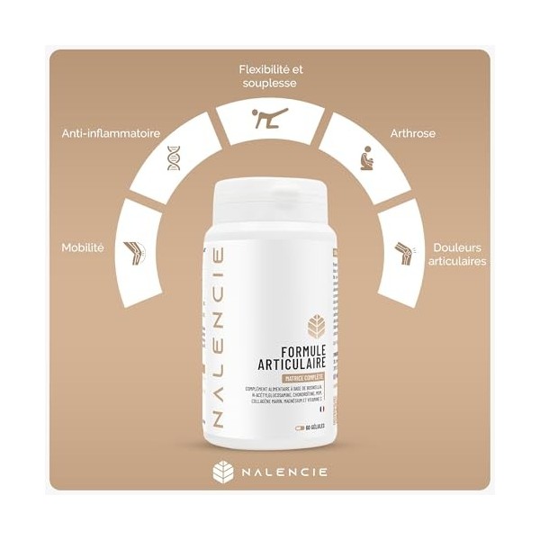 Formule Articulations Complète - Anti douleurs - 7 Actifs : Glucosamine, Chondroïtine Marine, MSM, Collagène Marin, Boswellia