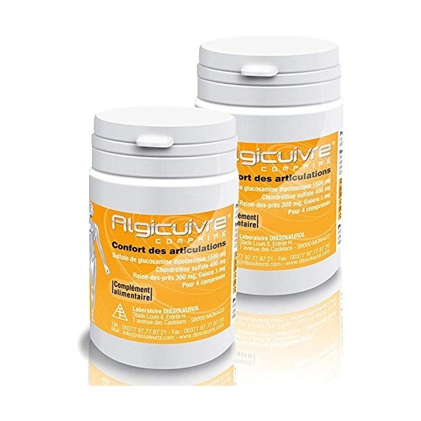 Dissolvurol - Algicuivre - Le CONFORT des TENDONS et des ARTICULATIONS - 2 MOIS de Traitement - Lot de 2 Boites de 120 Compri