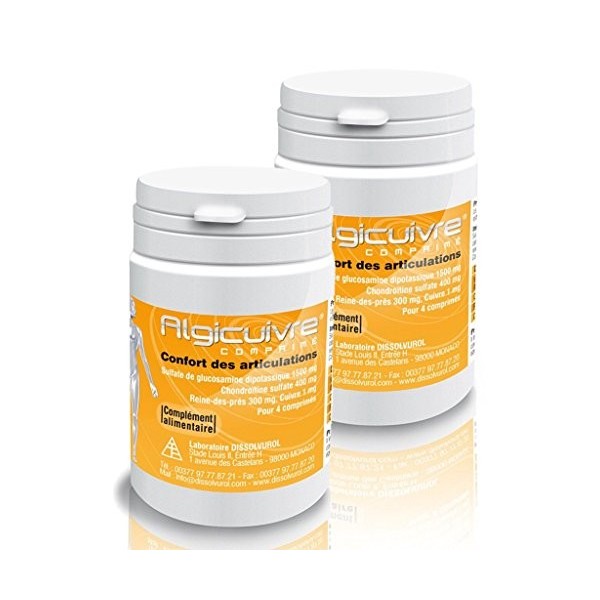 Dissolvurol - Algicuivre - Le CONFORT des TENDONS et des ARTICULATIONS - 2 MOIS de Traitement - Lot de 2 Boites de 120 Compri