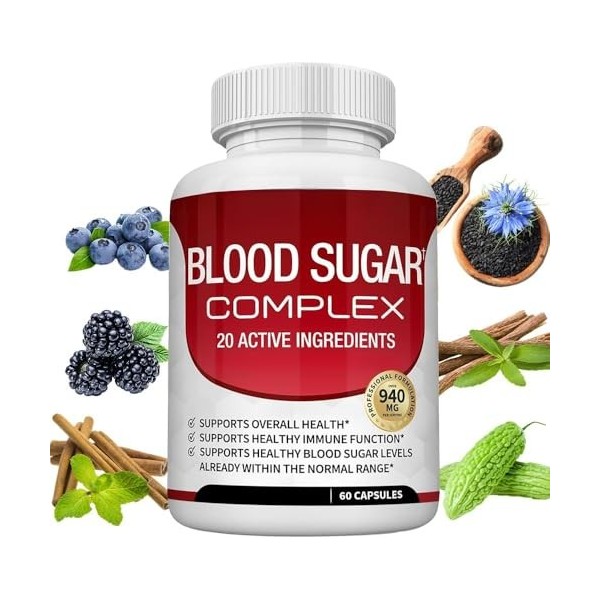 Complément Complexe pour la Glycémie – Aide à maintenir des niveaux de pression artérielle sains déjà dans la plage normale, ...
