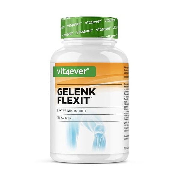Gelenk Flexit - 180 gélules - Complexe hautement dosé avec glucosamine + MSM + extrait dencens + chondroïtine + curcuma + qu