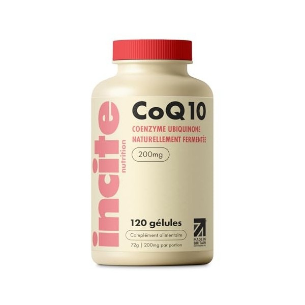 Incite Nutrition Coenzyme Q10. Pack de 120 Gélules CoQ10 de 200 mg. Suppléments Antioxydants pour un Vieillissement en Bonne ...
