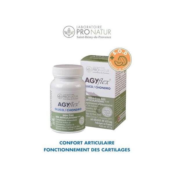 Laboratoire Pronatur - AGYflex® GLUCO/CHONDRO - Complément alimentaire pour la régénération des cartilages, la souplesse et l